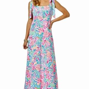 Lilly Pulitzer Maleka Maxi Dress Tropical Punch Sz L